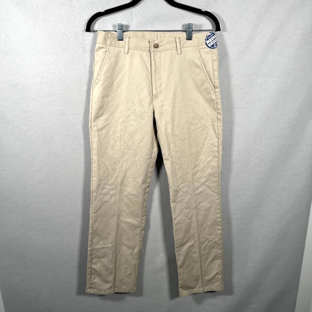 Nautica Chino Pants Womens 16 Beige Twill Cotton Straight Leg Extra Double Knee